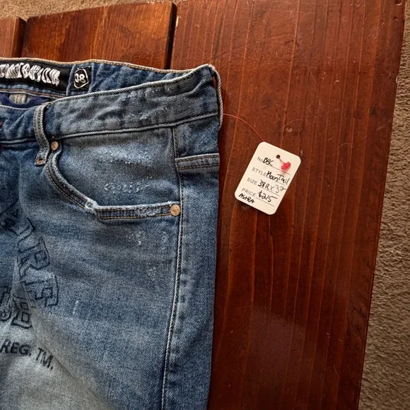 Billionaire Boys Club Moon Trail Jeans Mens 38x32 Blue Excellent Distressed